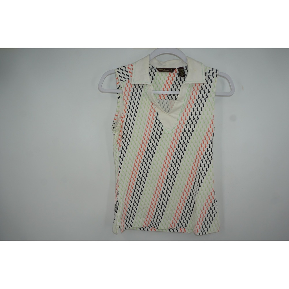 Tommy Bahama Polo Shirt Womens XS White 18 Golf Sleeveless Supima Cotton Stretch